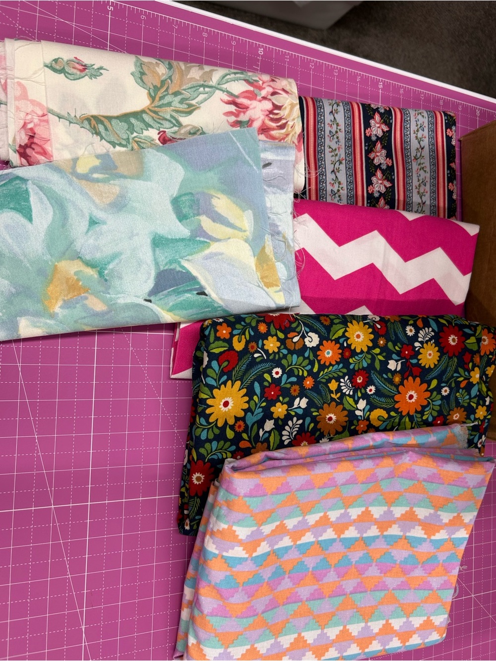 Assorted Printed Cotton Fabric Bundle - Floral, Chevron, Geometric, box A1